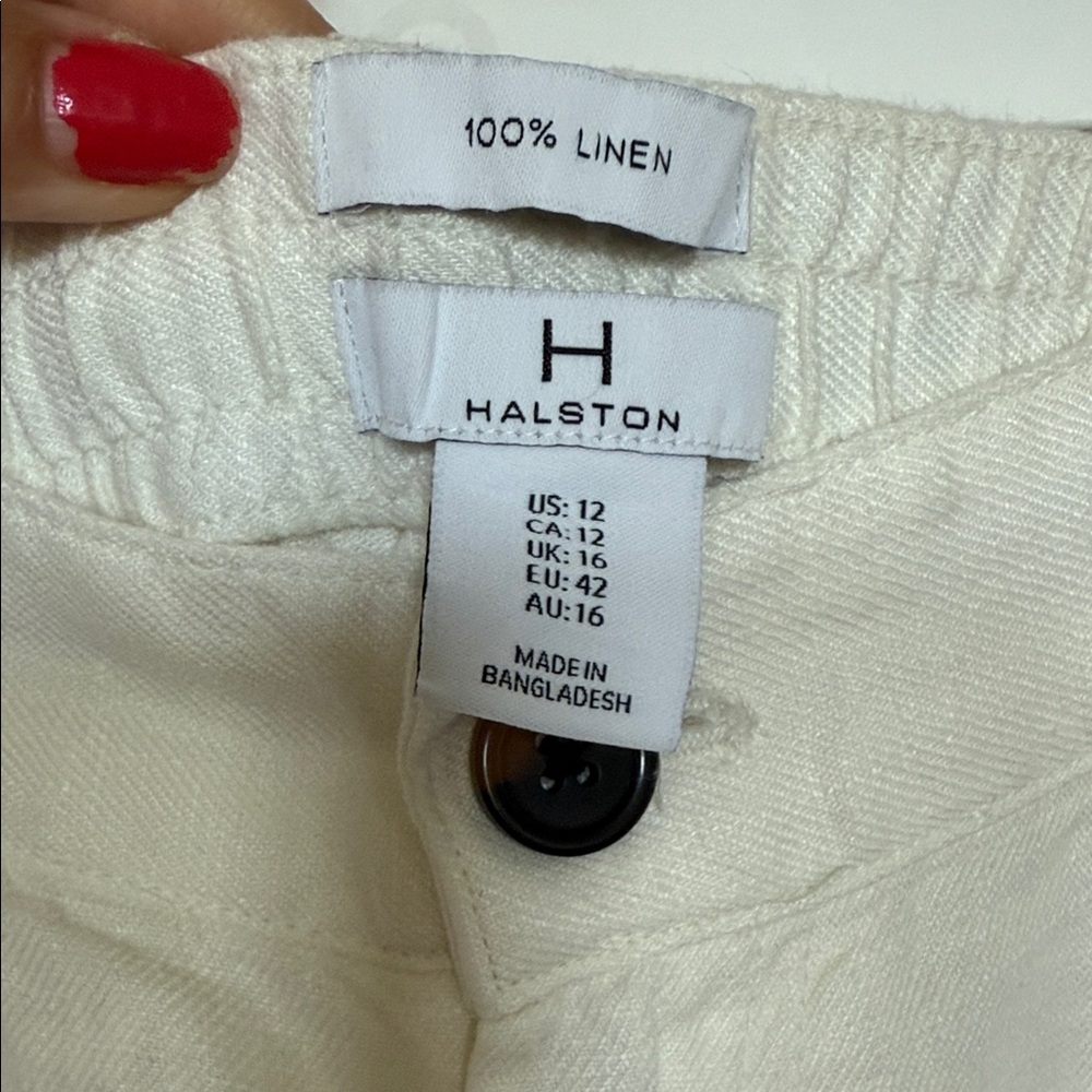 NWT H by Halston Cream Wide Leg Linen Pants - Picture 3 of 9